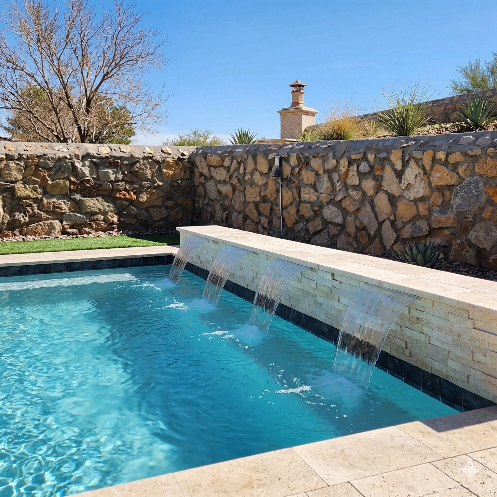 Travertine pool decking